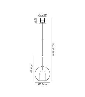 Highland Recessed Pendant Round Shade 1 Light E27 Antique Brass/Cognac Glass Frosted Inner-2
