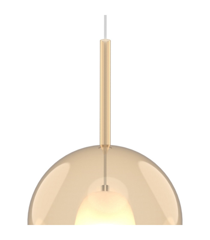 Highland Recessed Pendant Round Shade 1 Light E27 Antique Brass/Cognac Glass Frosted Inner-5
