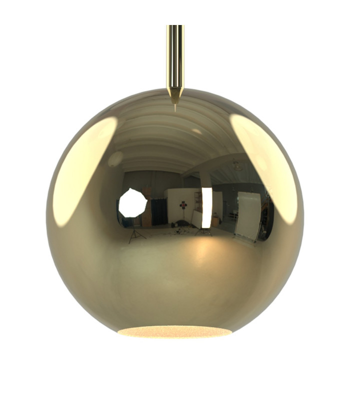 Highland Recessed Pendant Round Shade 1 Light E27 Gold/Gold Glass Frosted Inner-6