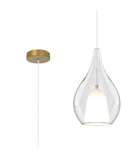 Highland 20cm Pendant Teardrop Shade 1 Light E27 Gold/Clear Glass Frosted Inner-1
