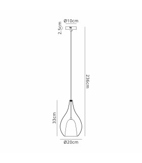 Highland 20cm Pendant Teardrop Shade 1 Light E27 Gold/Clear Glass Frosted Inner-2