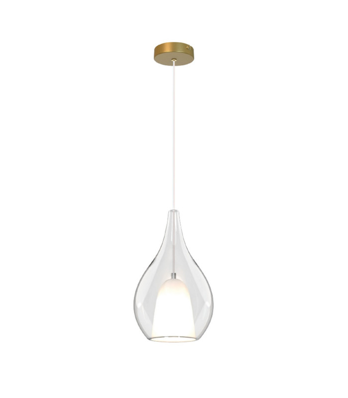 Highland 20cm Pendant Teardrop Shade 1 Light E27 Gold/Clear Glass Frosted Inner-4