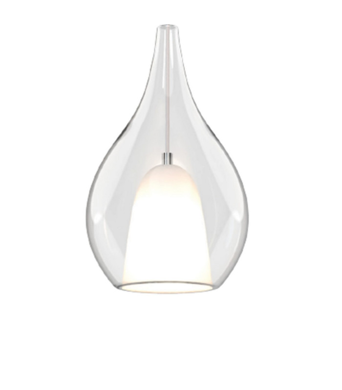 Highland 20cm Pendant Teardrop Shade 1 Light E27 Gold/Clear Glass Frosted Inner-7