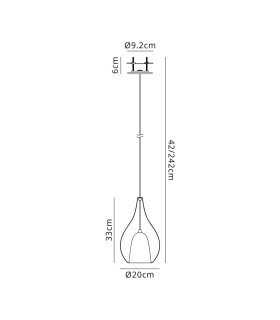 Highland Recessed Pendant Teardrop Shade 1 Light E27 Black/Copper Glass Frosted Inner-2