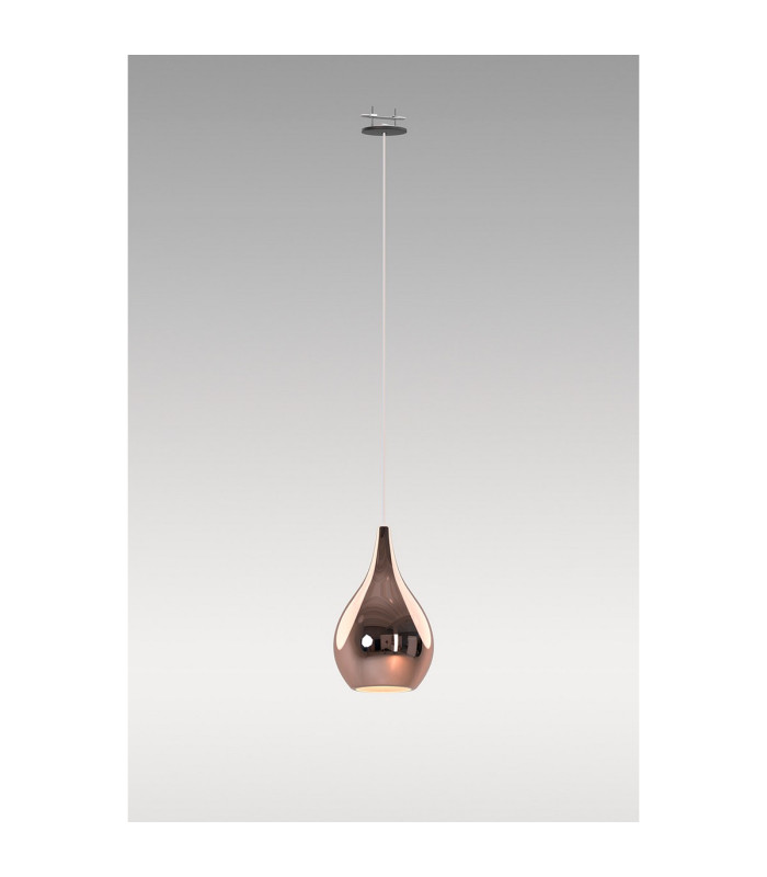 Highland Recessed Pendant Teardrop Shade 1 Light E27 Black/Copper Glass Frosted Inner-3