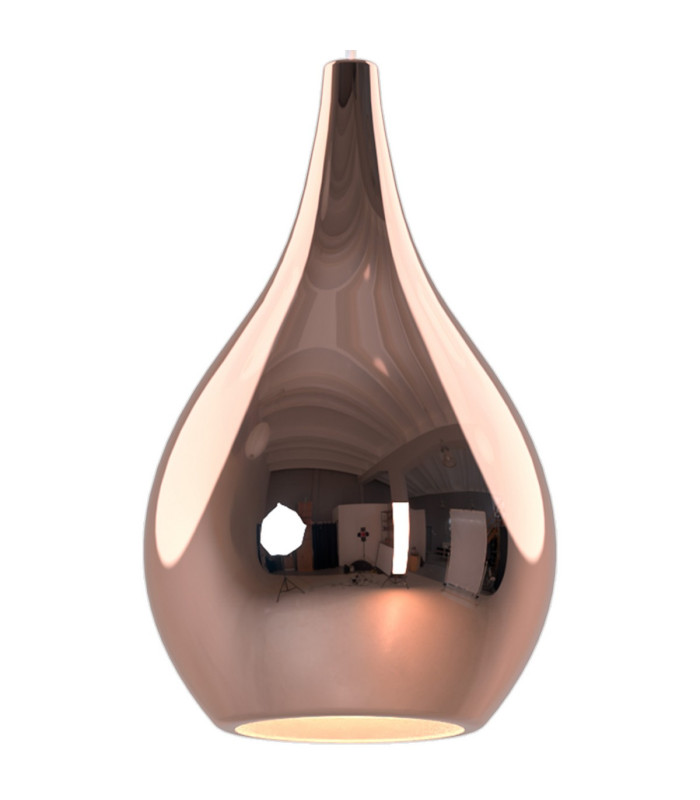 Highland Recessed Pendant Teardrop Shade 1 Light E27 Black/Copper Glass Frosted Inner-6
