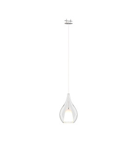 Highland Recessed Pendant Teardrop Shade 1 Light E27 White/Clear Glass Frosted Inner-1