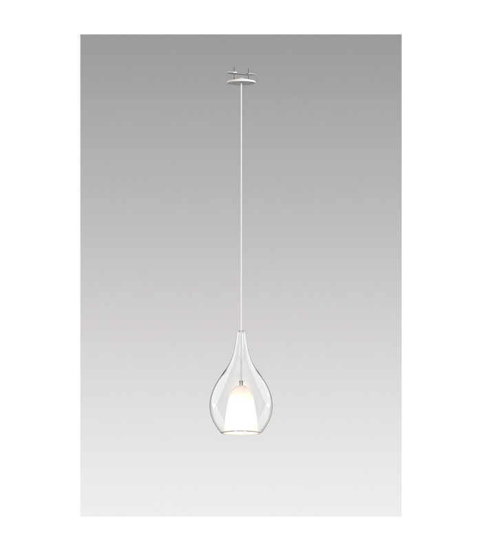 Highland Recessed Pendant Teardrop Shade 1 Light E27 White/Clear Glass Frosted Inner-3