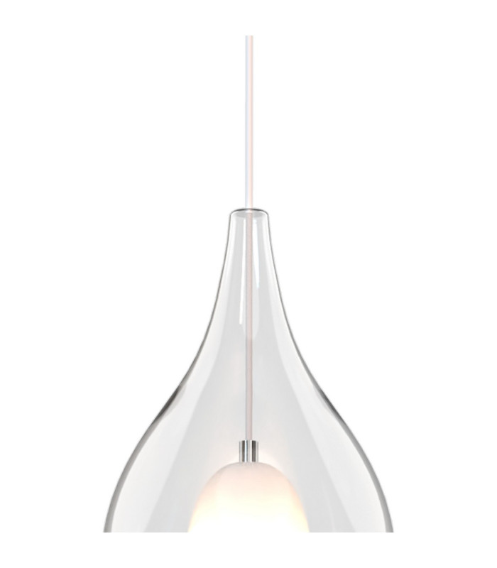 Highland Recessed Pendant Teardrop Shade 1 Light E27 White/Clear Glass Frosted Inner-5