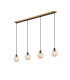 Placid 1.3m Linear Pendant 4 Light E14 15cm Round Glass Shade Brass Amber Plated & Satin Black-1