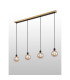 Placid 1.3m Linear Pendant 4 Light E14 15cm Round Glass Shade Brass Amber Plated & Satin Black-3