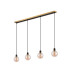 Placid 1.3m Linear Pendant 4 Light E14 15cm Round Glass Shade Brass Amber Plated & Satin Black-4
