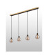 Placid 1.3m Linear Pendant 4 Light E14 15cm Round Glass Shade Brass Amber Plated & Satin Black-7