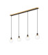 Placid 1.3m Linear Pendant 4 Light E14 15cm Round Glass Shade Brass Clear & Satin Black-1