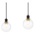 Placid 1.3m Linear Pendant 4 Light E14 15cm Round Glass Shade Brass Clear & Satin Black-5