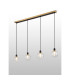 Placid 1.3m Linear Pendant 4 Light E14 15cm Round Crackled Glass Shade Brass Clear & Satin Black-3