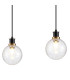 Placid 1.3m Linear Pendant 4 Light E14 15cm Round Crackled Glass Shade Brass Clear & Satin Black-6