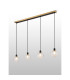 Placid 1.3m Linear Pendant 4 Light E14 15cm Round Textured Crumple Glass Shade Brass Clear & Satin Black-3