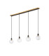 Placid 1.3m Linear Pendant 4 Light E14 15cm Round Textured Crumple Glass Shade Brass Clear & Satin Black-4