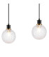 Placid 1.3m Linear Pendant 4 Light E14 15cm Round Textured Crumple Glass Shade Brass Clear & Satin Black-6