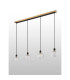 Placid 1.3m Linear Pendant 4 Light E14 15cm Round Textured Crumple Glass Shade Brass Clear & Satin Black-7