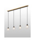 Placid 1.3m Linear Pendant 4 Light E14 15cm Round Textured Diamond Pattern Glass Shade Brass Clear & Satin Black-3