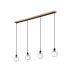 Placid 1.3m Linear Pendant 4 Light E14 15cm Round Textured Diamond Pattern Glass Shade Brass Clear & Satin Black-4