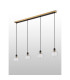 Placid 1.3m Linear Pendant 4 Light E14 15cm Round Textured Diamond Pattern Glass Shade Brass Clear & Satin Black-7