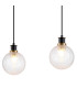 Placid 1.3m Linear Pendant 4 Light E14 15cm Round Dimpled Glass Shade Brass Clear & Satin Black-6