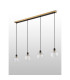 Placid 1.3m Linear Pendant 4 Light E14 15cm Round Dimpled Glass Shade Brass Clear & Satin Black-7