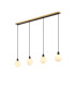 Placid 1.3m Linear Pendant 4 Light E14 15cm Round White & Grey Marble Effect Glass Shade Brass & Satin Black Framework-1