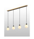 Placid 1.3m Linear Pendant 4 Light E14 15cm Round White & Grey Marble Effect Glass Shade Brass & Satin Black Framework-3