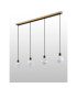 Placid 1.3m Linear Pendant 4 Light E14 15cm Round White & Grey Marble Effect Glass Shade Brass & Satin Black Framework-7