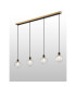 Placid 1.3m Linear Pendant 4 Light E14 15cm Round Textured Melting Glass Shade Brass Clear & Satin Black-3