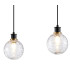 Placid 1.3m Linear Pendant 4 Light E14 15cm Round Textured Melting Glass Shade Brass Clear & Satin Black-6
