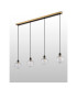 Placid 1.3m Linear Pendant 4 Light E14 15cm Round Textured Melting Glass Shade Brass Clear & Satin Black-7