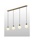 Placid 1.3m Linear Pendant 4 Light E14 15cm Round Glass Shade Brass Opal & Satin Black-3