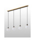 Placid 1.3m Linear Pendant 4 Light E14 15cm Round Glass Shade Brass Opal & Satin Black-7