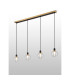 Placid 1.3m Linear Pendant 4 Light E14 15cm Round Ribbed Glass Shade Brass Clear & Satin Black-3