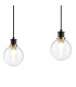 Placid 1.3m Linear Pendant 4 Light E14 15cm Round Ribbed Glass Shade Brass Clear & Satin Black-6