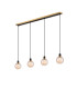 Placid 1.3m Linear Pendant 4 Light E14 15cm Round Segment Glass Shade Brass Amber Plated & Satin Black-1