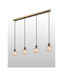 Placid 1.3m Linear Pendant 4 Light E14 15cm Round Segment Glass Shade Brass Amber Plated & Satin Black-3