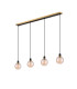 Placid 1.3m Linear Pendant 4 Light E14 15cm Round Segment Glass Shade Brass Amber Plated & Satin Black-4