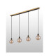 Placid 1.3m Linear Pendant 4 Light E14 15cm Round Segment Glass Shade Brass Amber Plated & Satin Black-7