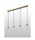 Placid 1.3m Linear Pendant 4 Light E14 15cm Round Segment Glass Shade Brass Clear & Satin Black-3