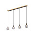 Placid 1.3m Linear Pendant 4 Light E14 15cm Round Segment Glass Shade Brass Smoke Plated & Satin Black-1