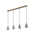 Placid 1.3m Linear Pendant 4 Light E14 15cm Round Segment Glass Shade Brass Smoke Plated & Satin Black-4