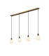 Placid 1.3m Linear Pendant 4 Light E14 15cm Round Speckled Glass Shade Brass White & Satin Black-1