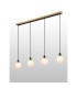 Placid 1.3m Linear Pendant 4 Light E14 15cm Round Speckled Glass Shade Brass White & Satin Black-3