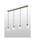 Placid 1.3m Linear Pendant 4 Light E14 15cm Round Speckled Glass Shade Brass White & Satin Black-7